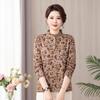 Stylish Printed Long-Sleeve T-Shirt for Middle-Aged & Elderly Women - Autumn/Winter, Warm Base Layer, Plus-Size, Velvet Mom's Wear.