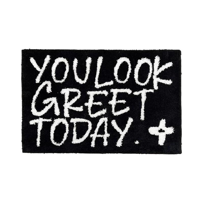 Tufting Letters Badkamermat Zwart Wit Slaapkamer Deurmat Badmat Tapijt Pluizig Tapijt Vloermat Esthetische Huis Kamer Decor 50x80cm 500MMx800MM zwart