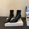 Fashion Black Silver Brown Women Ankle Boots Pointed Toe Short Sock Booties Thin High Heels Back Zipper Solid Color Fashion Dress Shoes