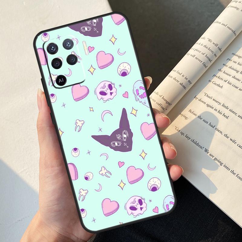 Girly Pastel Witch Goth Case For Oppo A74 A57 A17 A77 A18 A38 A58 A78 A98 A54 A94 A80 A60 A40 A96 A76 A16 A15 A5 Pro