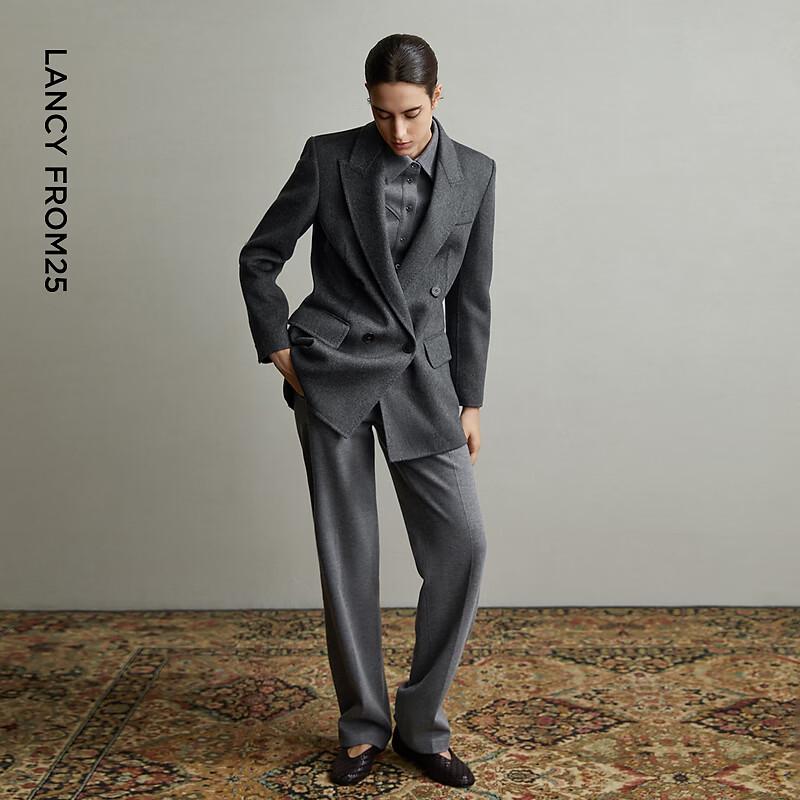 Langzi Women's Wool Blend Straight-Leg Commuter Trousers