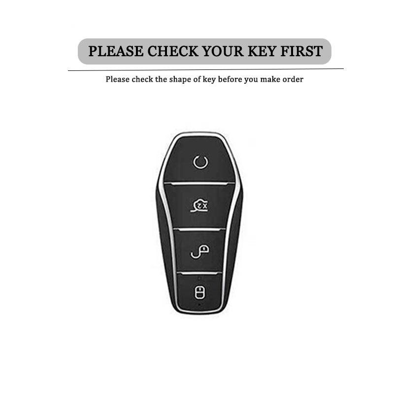 Metal Leather Car Key Case Protection Cover for BYD Atto 3 Song Plus Seal Han EV Dolphin Qin Plus U Dmi Yuan Pro Car Accessories