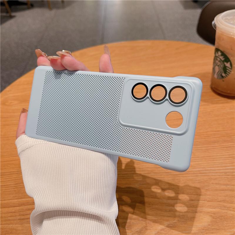 Frameless Heat Dissipation Case With Lens Film For Vivo S18 S17 S17t S16 Pro Breathable Cooling Grid Hard PC Cover Back Shell Protector