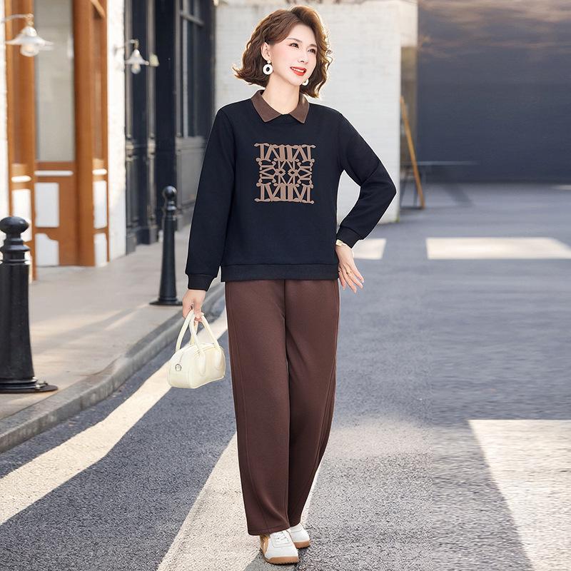 

Women s American Style Color Block Hoodie & Wide-Leg Sweatpants Set - Petite High-Waisted, Casual Fashion for Spring & Autumn. 4XL (135-145 jin) чёрный