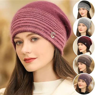 Women Winter Hat Casual Keep Warm Knitted Hats Coldproof Windproof Warm Cap Versatile Casual Beanie Cap for Women