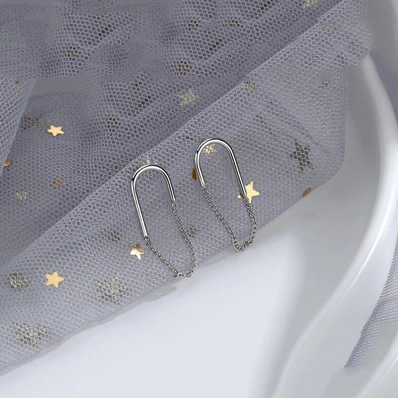 Long Silver Plated Tassel Link Chains Drop Earrings For Women Wedding Fashion 2023 New IN Jewelry Gift Pendientes Retro Mujer