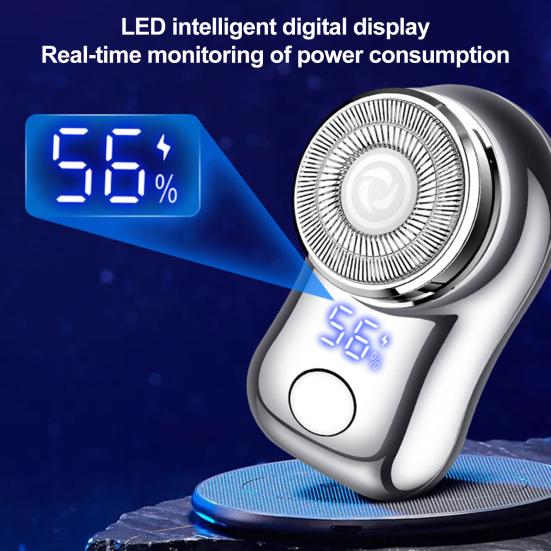 Mini Travel Shaver Men Electric with LED Display, Waterproof Wet And Painless Facial Hair Remover Dry Pocket Size Razor, USB Rechargeable Portable