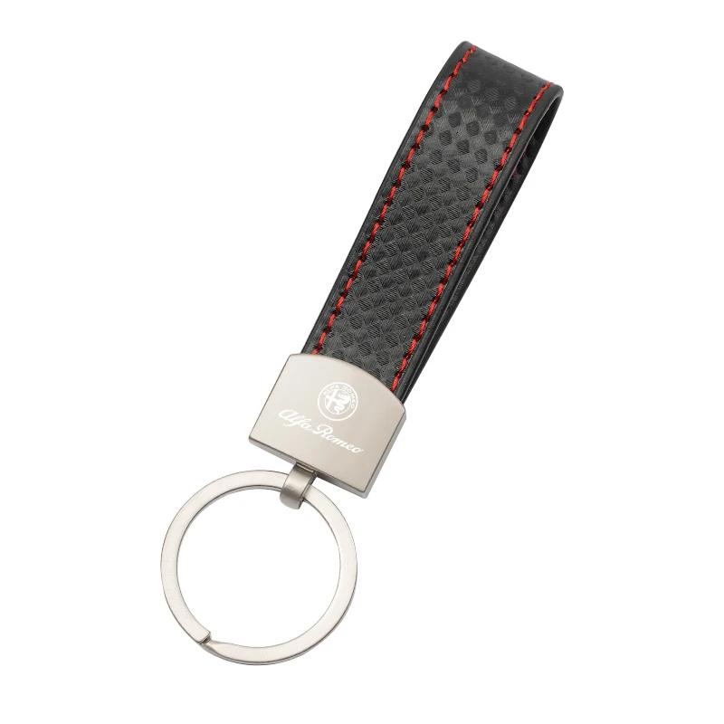 

For Alfa Romeo 2026 Hot Sticker Metal/Leather Car Logo Key Chain Keyring Auto Interiors Accessorie For Alfa Romeo 4C 159 166 Spi