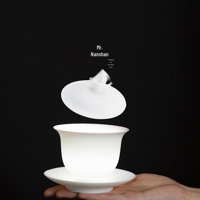 Mr. Nanshan Mutton Fat Jade Glaze San Cai Gaiwan