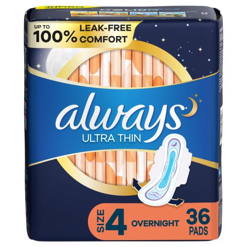 Always Unscented Ultra-Thin Nighttime Winged Pads, 36 Count