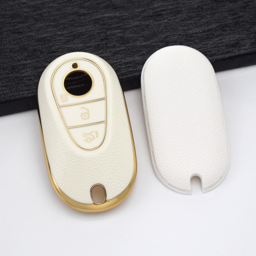 Golden Tpu Leather Car Key Case Cover Fob For Mercedes Benz C Class W206 S Class W223 C260 C300 S350 S400 S450 S500  Keychain