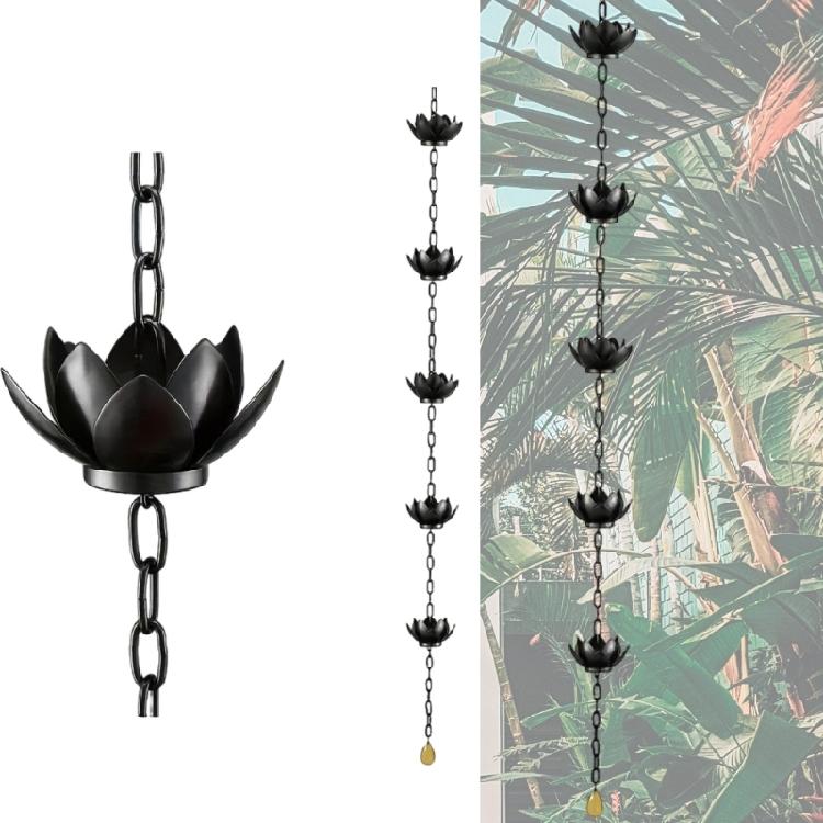 Flower Antique Iron Rain Chain for Gutter and Rain Rust Resistant Plated Garden Decors Rain Chain for Downspout