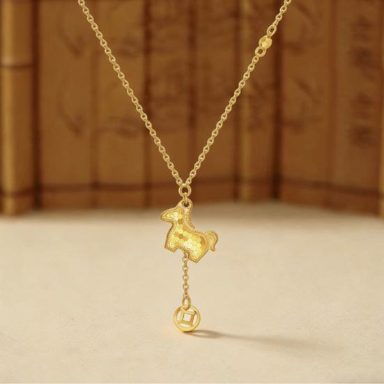 Horse Pendant Necklace Zodiac Animal Cute Horse Charm Necklace Women Chinese New Year Jewelry Birthday Gift for Daughter Her