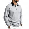 Men Patchwork Collar Sweatshirt Long Sleeve Button Pullover Tops Autumn Winter Casual Loose Fit Men's Sweatshirts Daily Male Clothing