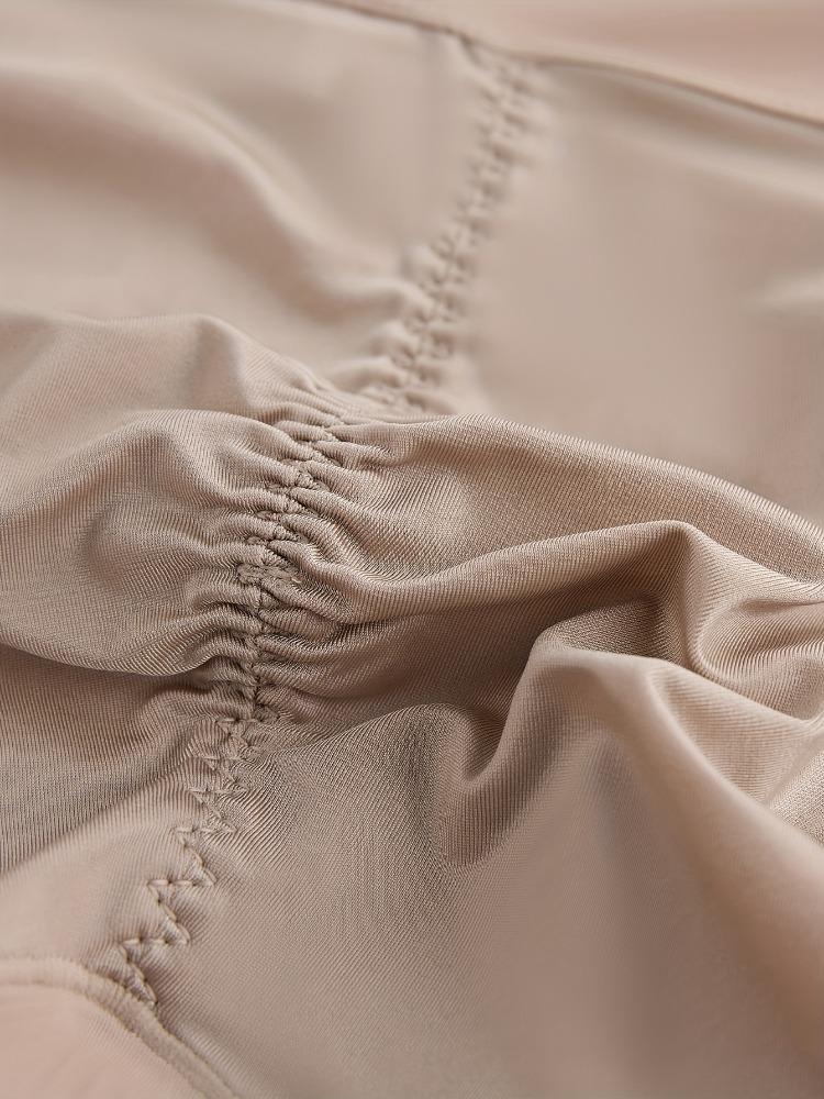 Women'S High-Waisted Tummy Control Shapewear Shorts, Solid Color with Contrast Lace Detail, Light Support Knit Fabric, Seamless Slimming Body Shaper