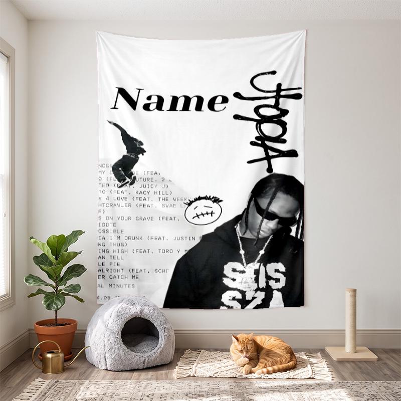Travis Scott (10) Přizpůsobitelná nástěnná tapisérie s jménem ideální volba pro dekoraci stěn v ložnicích obývacích pokojích kolejích a doma