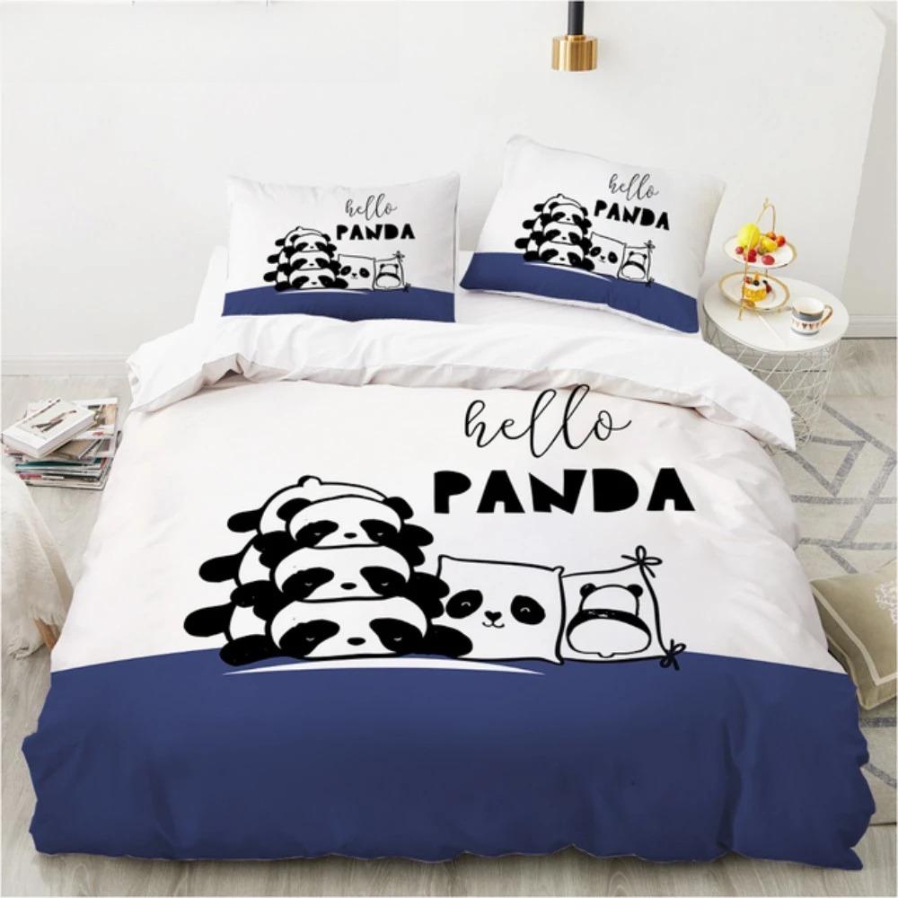 Cartoon Lovely Panda Bedding Set White Bed Linen 3D Print Gift for Kids Girls 2/3pcs Twin Single Queen King Size Duvet Cover Set