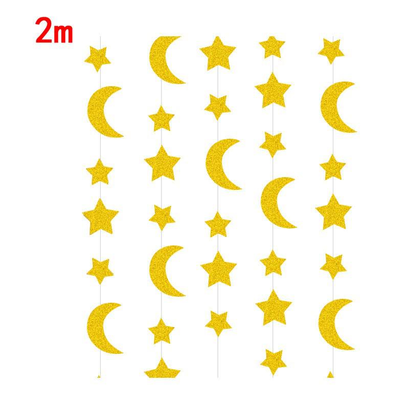 2m & 4m Blue, Silver, Gold Star and Moon Festival Decorations 2m