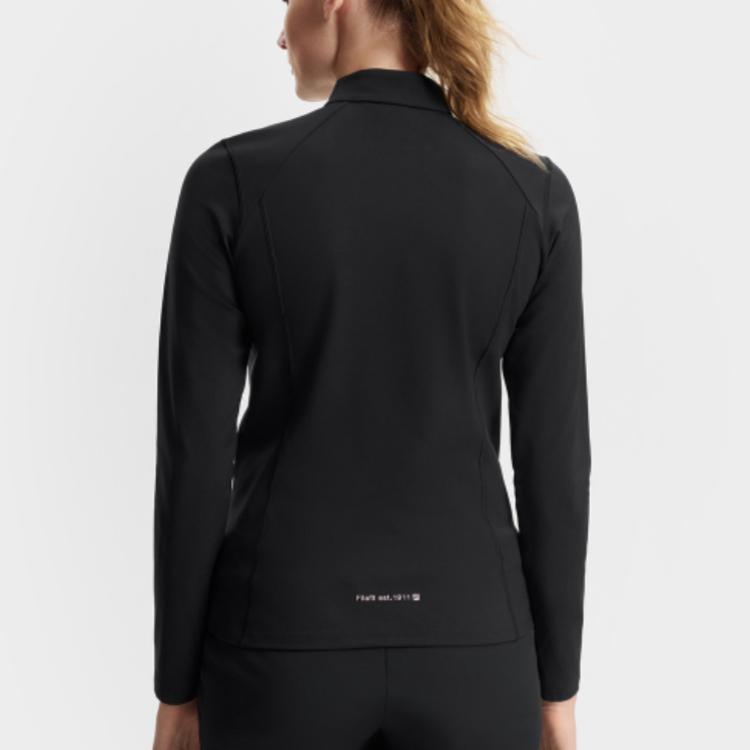 Fila Fitted Solid Color Comfortable Stand Collar Long Sleeve T-Shirt Women Tops Deep-Black A11W511205F-BK