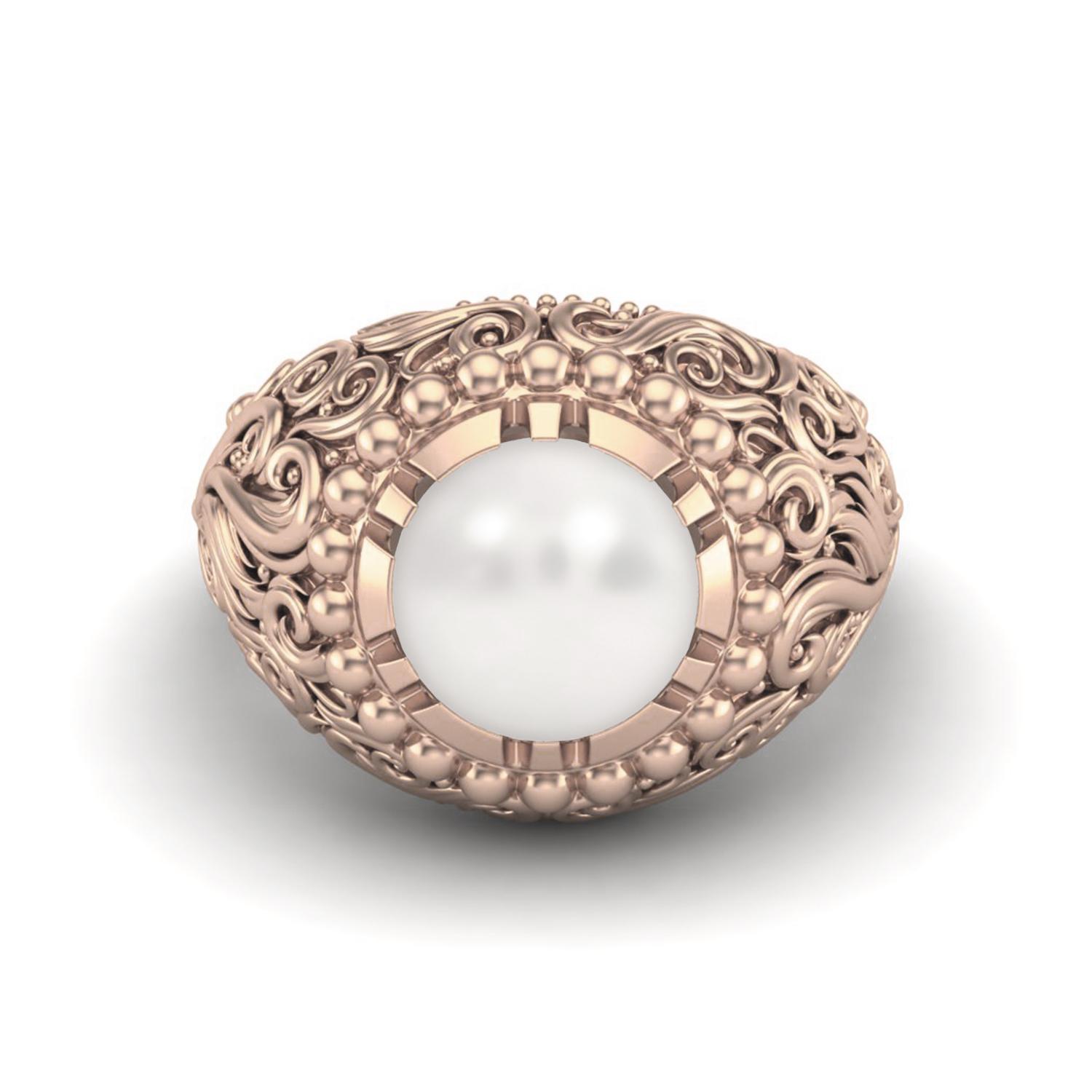

3.50 CT Pearl 925 Sterling Silver Rose Vermeil Solitaire Cocktail Women Wedding Ring 5 Яскраво-рожевий
