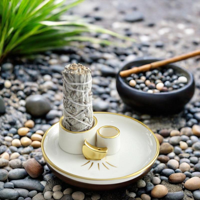 

1PC Ceramic Home Decor Peruvian Sacred Wood Burning Tray Ornaments Sacred Wood Base New Incense Holder Incense Burner