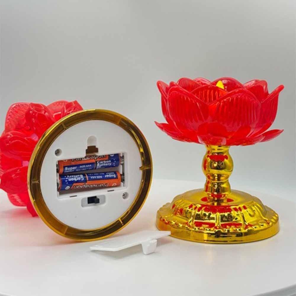 2Pcs Battery Operated Electronic Lotus Lamp Ornament Swing Flameless Candles Outdoor Night Lamp