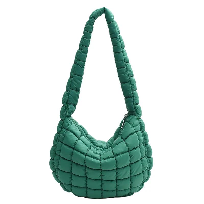 

WTEMPO Простые однотонные плиссированные сумки-облака Повседневные женские сумки через плечо Большой вместимости Сумки кроссбоди Сумки 36*8*25cm зелёный