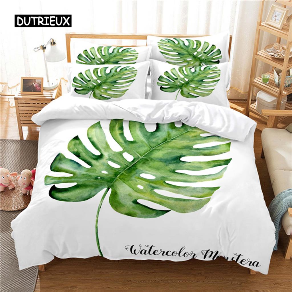 Fresh Leaves Bed Cover Kit Bed Cover Kit 3d Bedding Digital Printing Bed Linen Queen Dimension Size Bed Cover Kit Fashion Design
