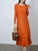 Women's 2026 Spring New Arrival: Elegant Pleated Long Dress for Commuting