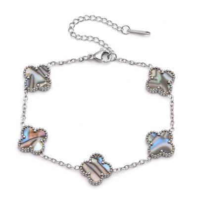 Premium Four Leaf Clover Bracelet for Women, Double Sided 13MM Titanium Steel Stainless Steel Jewelry, Shell Small, Lucky, Simple and Fashionable