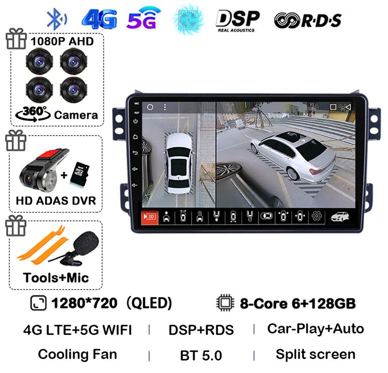 Android 14 Carplay Auto WIFI+4G For OPEL Agila SUZUKI Splash Ritz 2008-2014 Car Radio Multimedia Player GPS Navigation Stereo BT