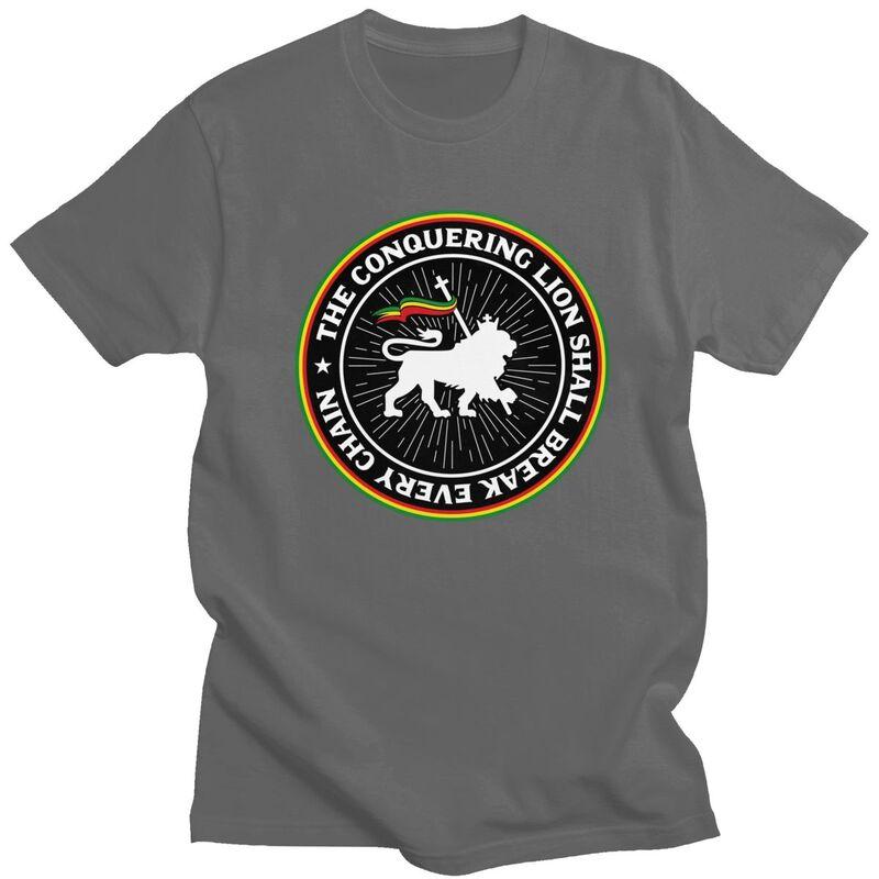 Custom Trendy Rastafari Rasta Lion Of Judah T Shirt Men Short Sleeves Pure Cotton Tshirt Leisure Jamaica Flag Tee Tops