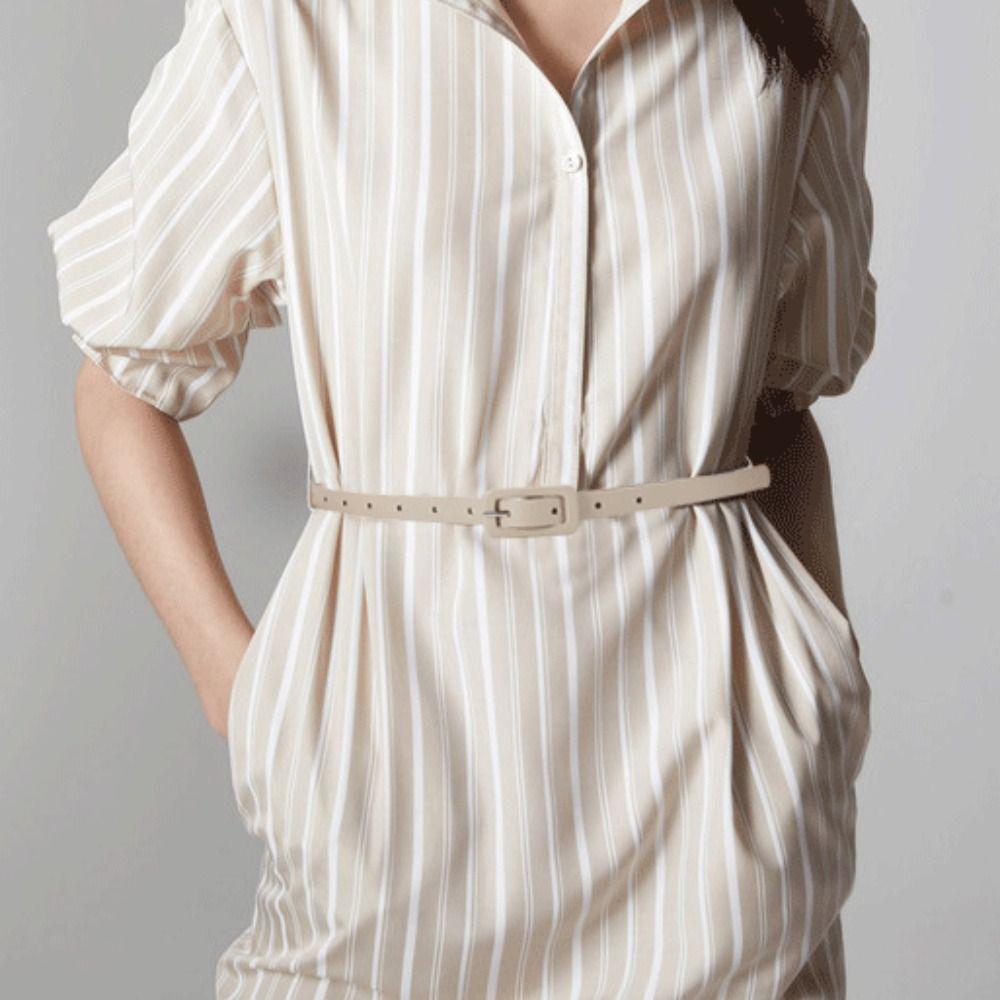 Slim Side Thin Waist Belt Korean Style Candy Color Waistband Adjustable PU Leather Belt Party