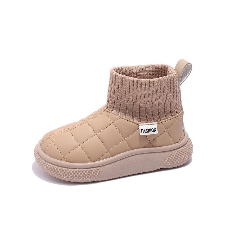 

Новые зимние женские ботинки на толстой подошве из бархата, термообработанные хлопковые ботинки, эластичные короткие носки, вязаные водонепроницаемые ботинки 37 хаки