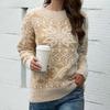 Weihnachtspullover Damen Weihnachtsschneeflocke Warmer Pullover Gestrickter Rundhals-Pullover