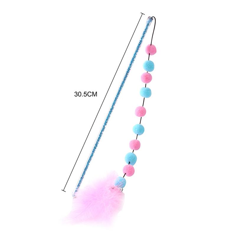 Acrylic Contrast Plush Ball Bell Feather Cat Teaser And Exerciser Cat Wand Pet Supplies Cat Funny Toys Cat Wand Toys For Indoor Cats