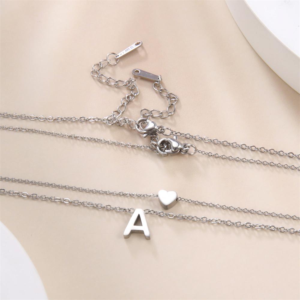 Cazador A-Z Initial Letter Heart Pendant Necklace for Women Alphabet Stainless Steel Jewelry 2026 Double Chains Birthday Gift