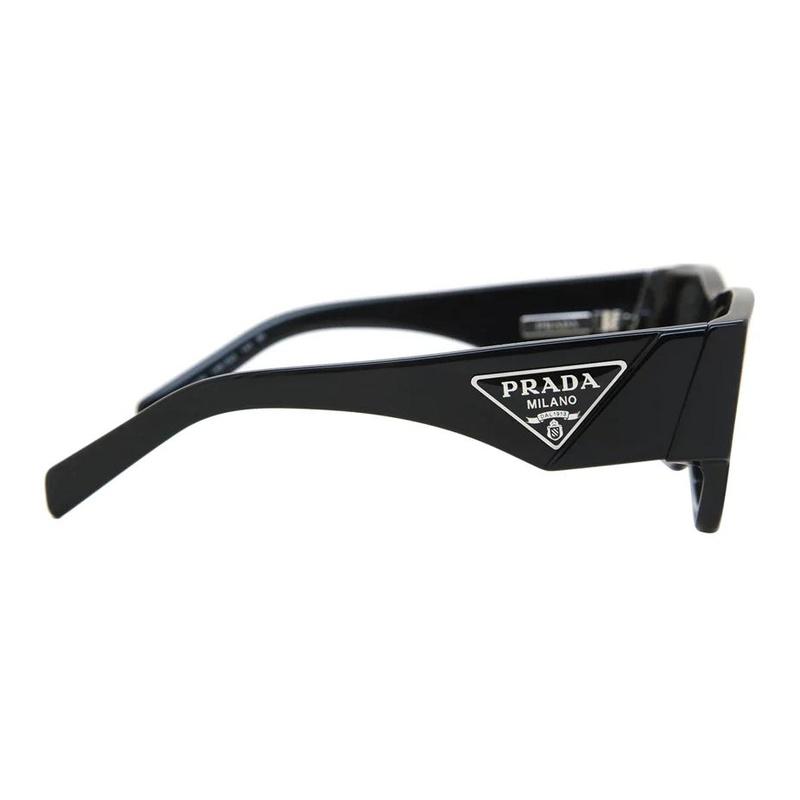 Prada Classic Triangle Logo on Temple Irregular Shape Sunglasses Men's Black