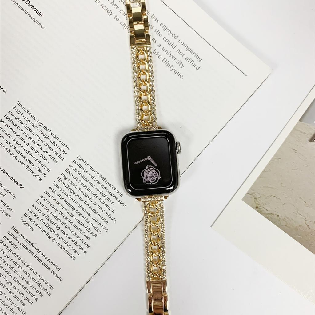 Luxury Diamond Band for Apple Watch Series Ultra 9 8 7 41 45mm Stainless Steel  Bracelet for IWatch 4 5 6 40 44mm 38 42mm Strap