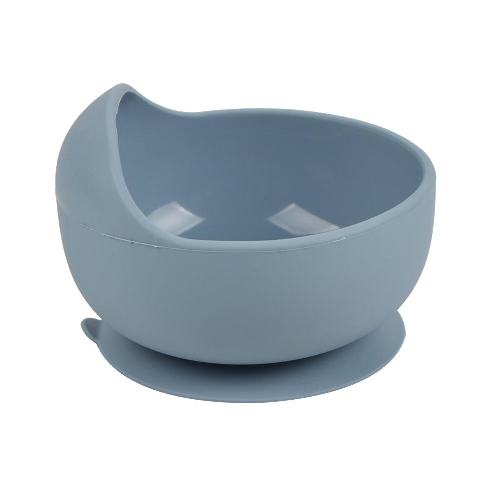 Silicone Baby Bowl & Spoon Set with Wooden Handle and Suction Cup