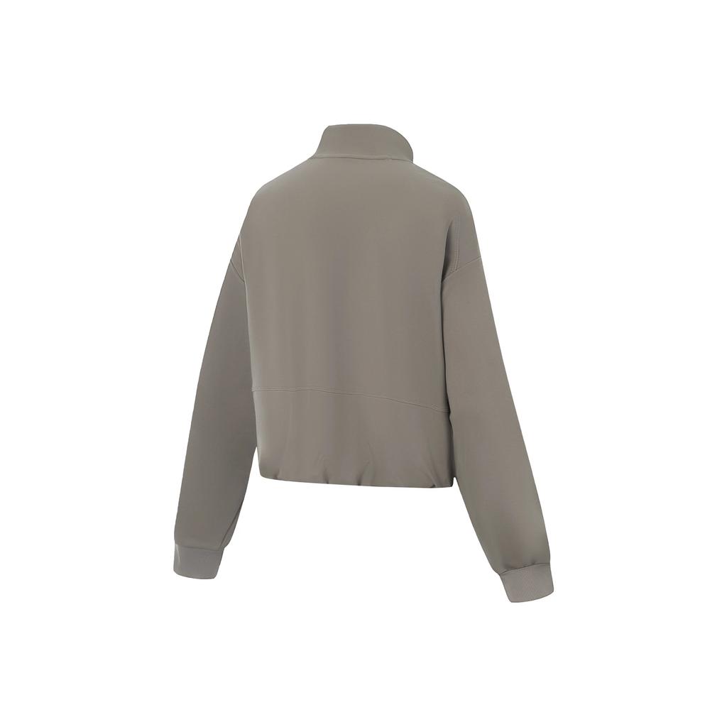 Li Ning Fitness Series Simple Solid Color Zip Stand Collar Sweatshirt Women tops AWDV506-3