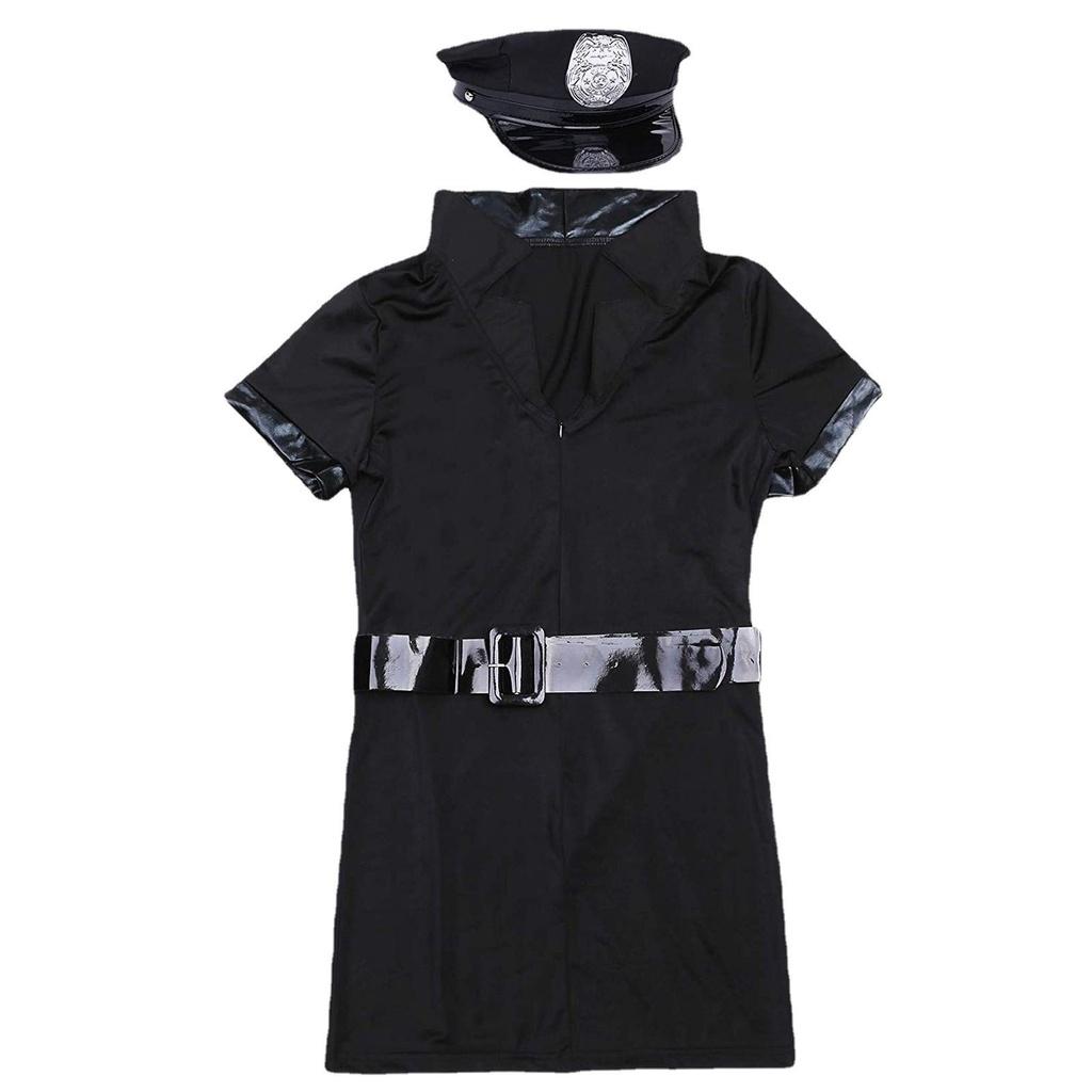 Women Adult Police Costume Cosplay Cop Uniform Halloween Officer Outfits Set