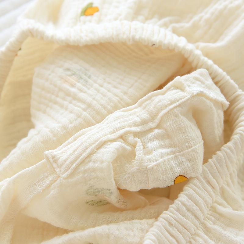 New Summer Ladies Pajamas Short-sleeved Shorts Two-piece Set 100% Cotton Crepe Suit Female Cute Fresh Home Clothes Plus Size