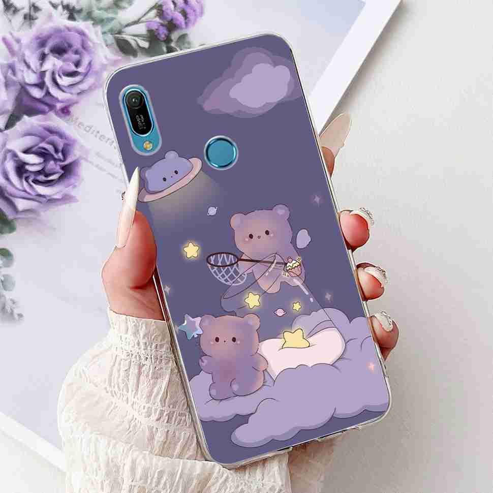 Pour Huawei Y6 2019 MRD-LX1F Coque Fleurs d'Été Silicone Souple TPU Cover Pour Huawei Y6 Prime 2019 6.09" Coques Pare-chocs Mode Fille