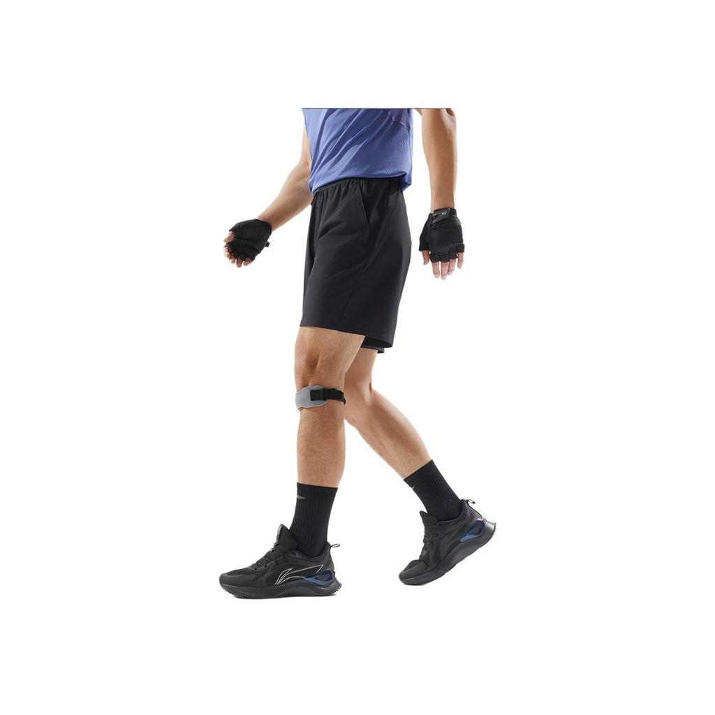 Li Ning Fitness Series Solid Color Simple Versatile Comfortable Sports Shorts Men Shorts Black AKSV121-1