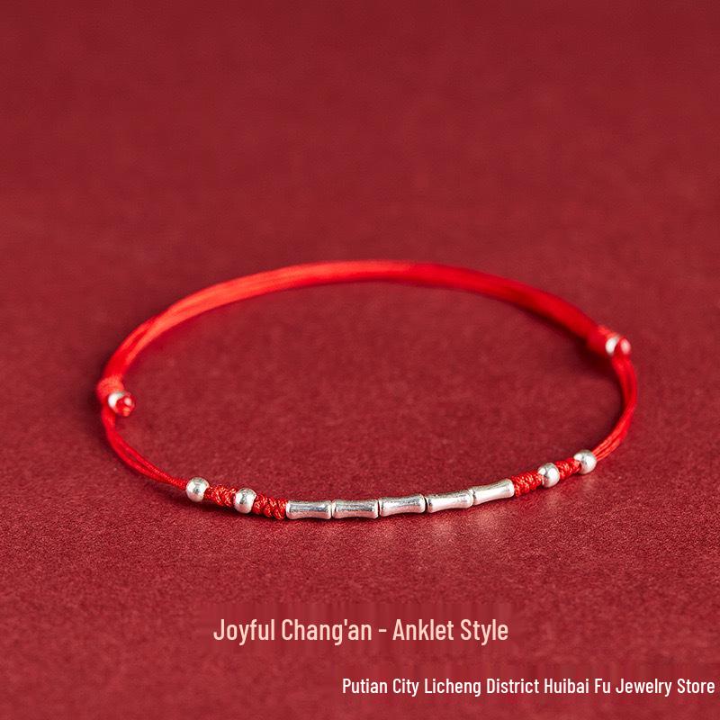 S925 Silver Bamboo Joint Beaded Bracelet - Trendy Handmade Design for Women S925 Silver