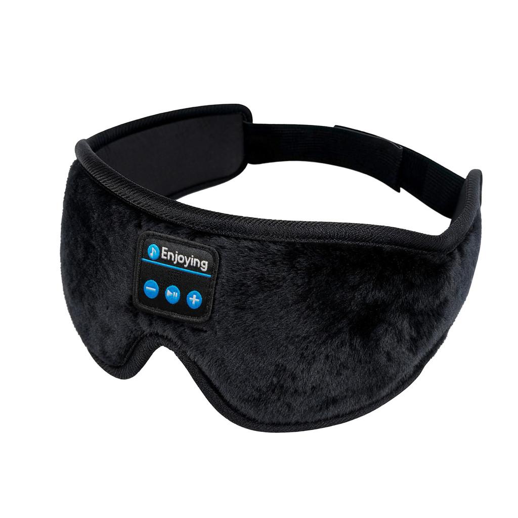 

Sleep Eye Mask With Bluetooth And Memory Foam Ear Covers For Rest And Travel Black Plush