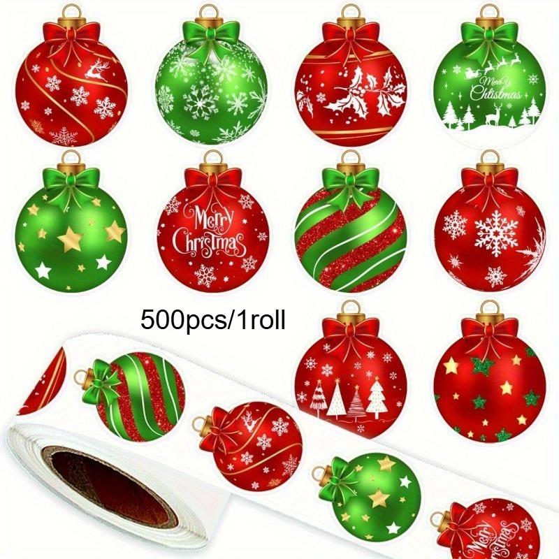 

1/2/3rolls Christmas Ornament Sticker Xmas Ball Paper Decals 10 Designs Winter Self-Adhesive Decoration Stickers for Envelopes