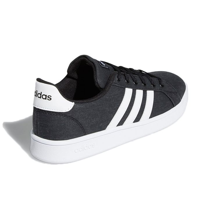 Adidas Neo Grand Court Synthetic Leather Canvas Comfortable Versatile Breathable Low-Top Skate Shoes Kids Sneakers Gray Black EG1517