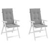 VidaXL Garden Chair Cushions High Back Set of 2 Grey Fabric 43179
